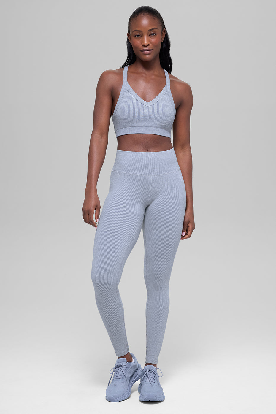 Alo Yoga Seamless High-Waist Two Tone Rib Legging - Winter Frost Heather - imagen 6