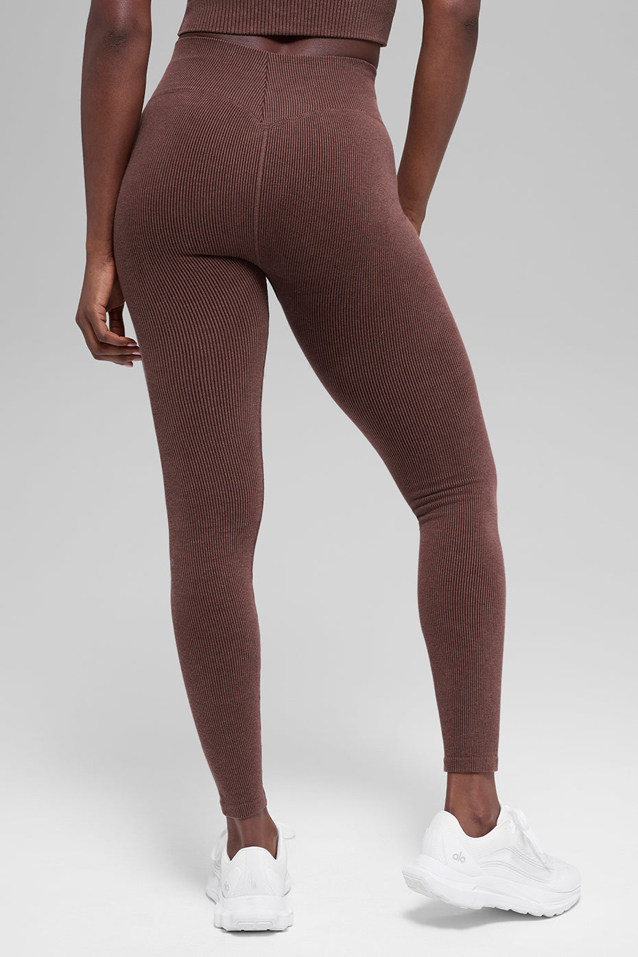 Alo Yoga Seamless High-Waist Two Tone Rib Legging - Brownstone Heather - imagen 3