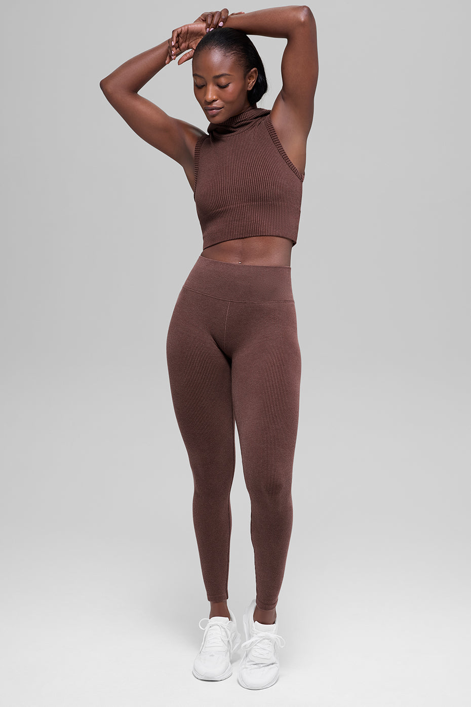 Alo Yoga Seamless High-Waist Two Tone Rib Legging - Brownstone Heather - imagen 5