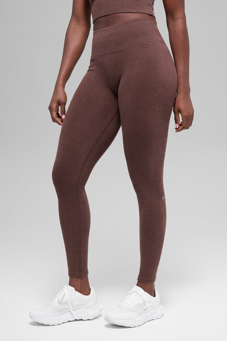Alo Yoga Seamless High-Waist Two Tone Rib Legging - Brownstone Heather - imagen 1