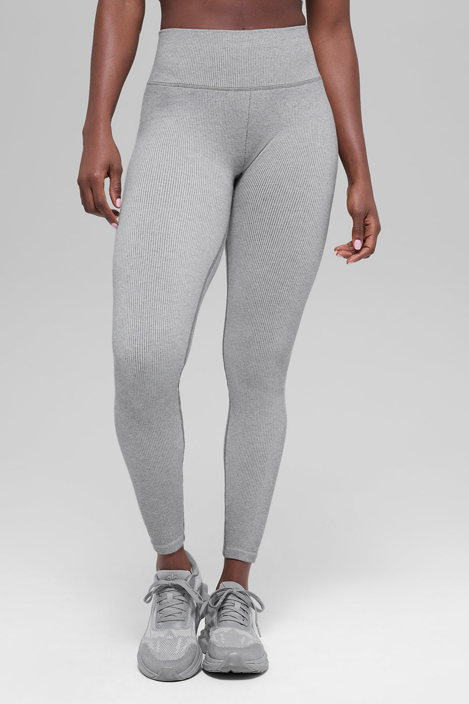 Alo Yoga Seamless High-Waist Two Tone Rib Legging - Light Misty Grey Heather - imagen 2