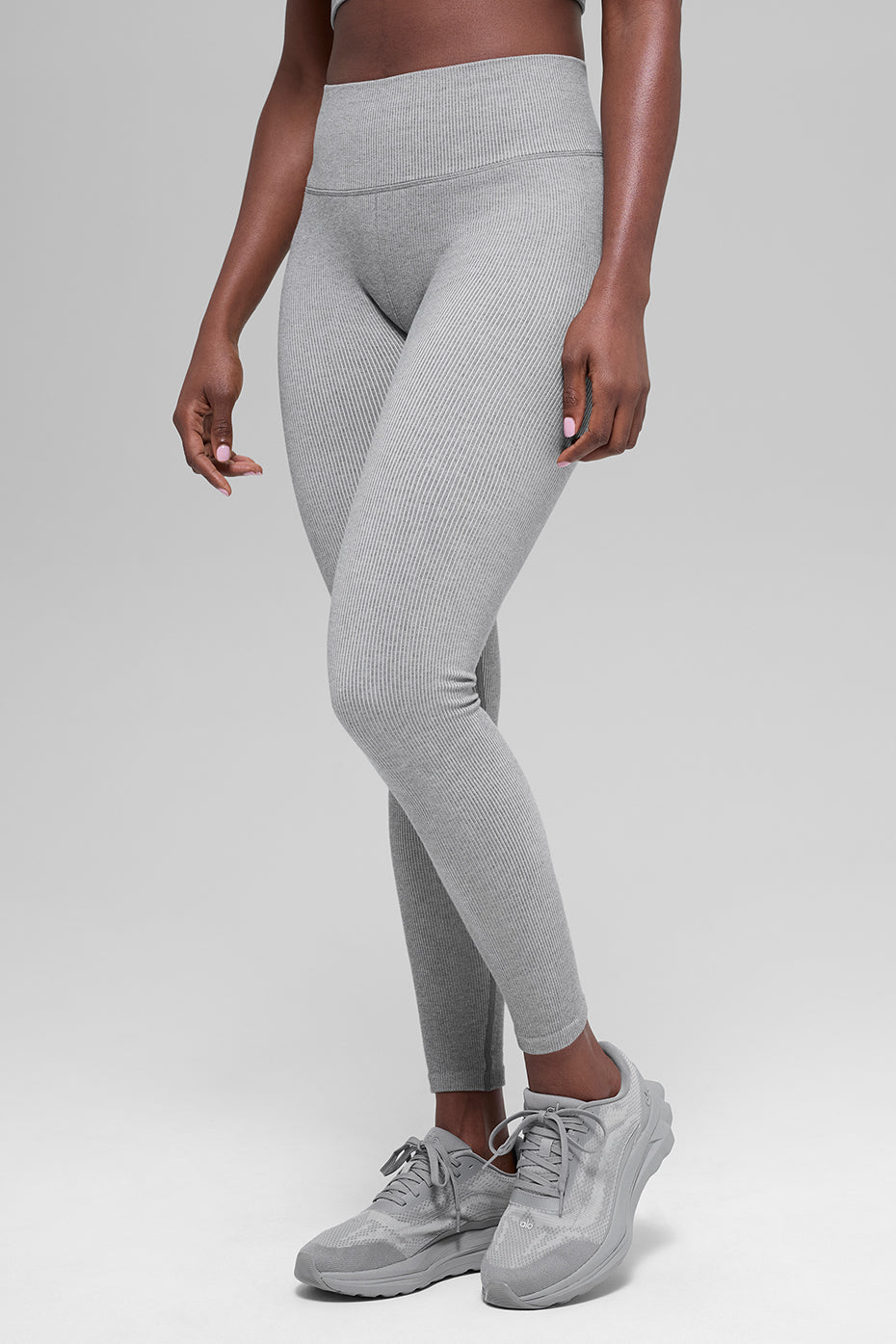 Alo Yoga Seamless High-Waist Two Tone Rib Legging - Light Misty Grey Heather - imagen 3