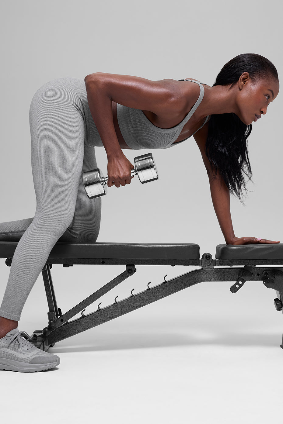 Alo Yoga Seamless High-Waist Two Tone Rib Legging - Light Misty Grey Heather - imagen 5
