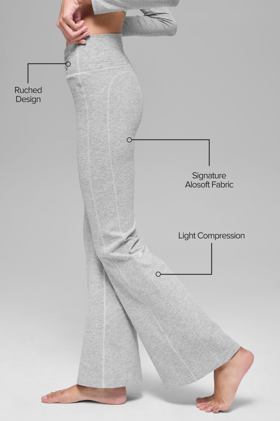 Alo Yoga Alosoft Intuition High-Waist Bootcut - Athletic Heather Grey - imagen 2