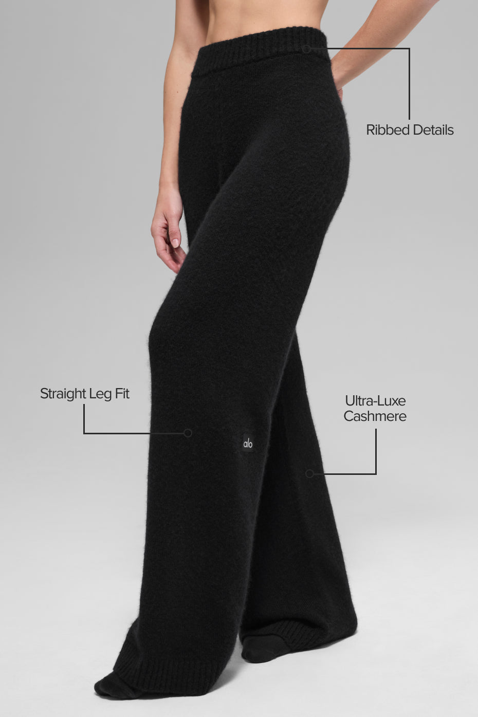 Alo Yoga Wool Cashmere High-Waist New Class Wide Leg Pant - Black - imagen 2