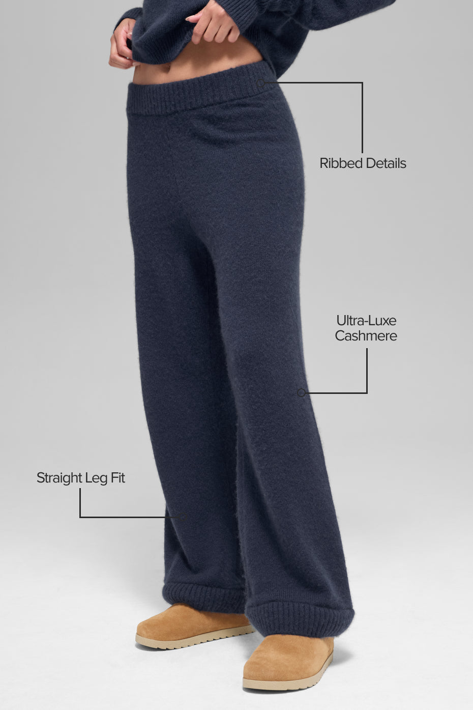 Alo Yoga Wool Cashmere High-Waist New Class Wide Leg Pant - Navy - imagen 2