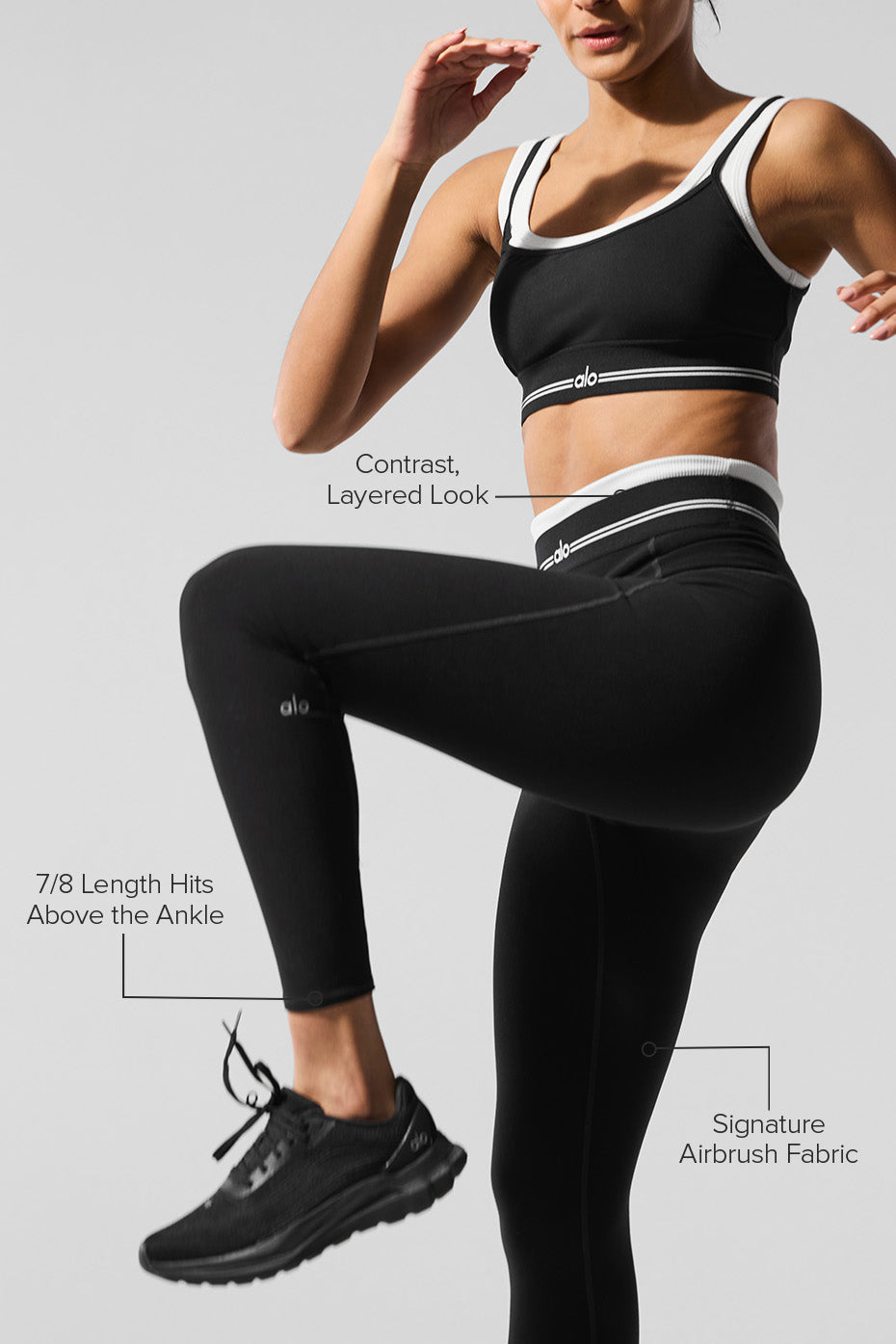 Alo Yoga Airbrush High-Waist 7/8 Better Together Legging - Black/White - imagen 2