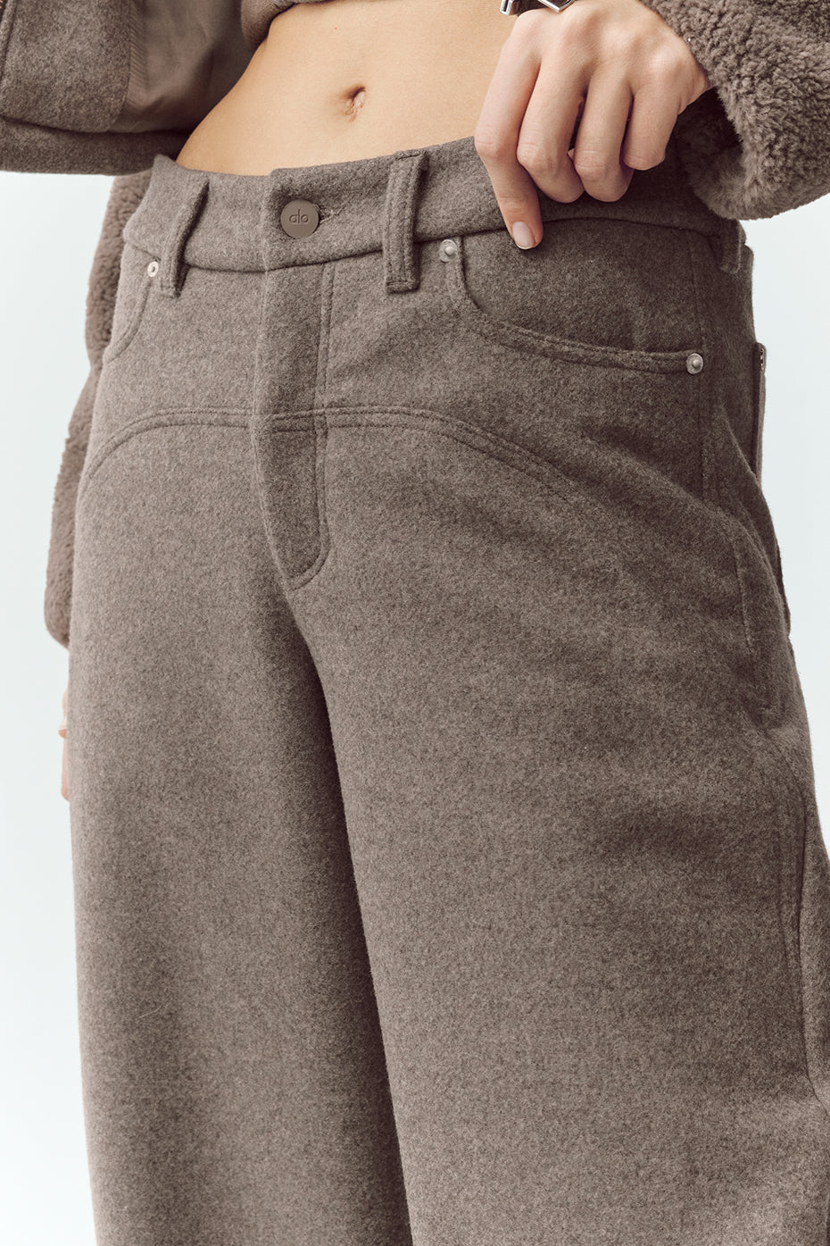 Alo Yoga Wool Blend Nightcap Wide Leg Pant - Alpine Cocoa Heather - imagen 2
