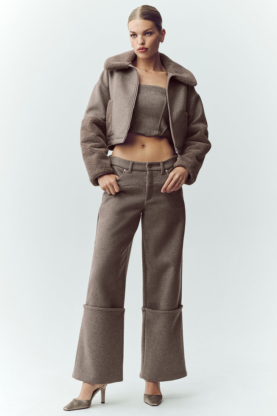 Alo Yoga Wool Blend Nightcap Wide Leg Pant - Alpine Cocoa Heather - imagen 1