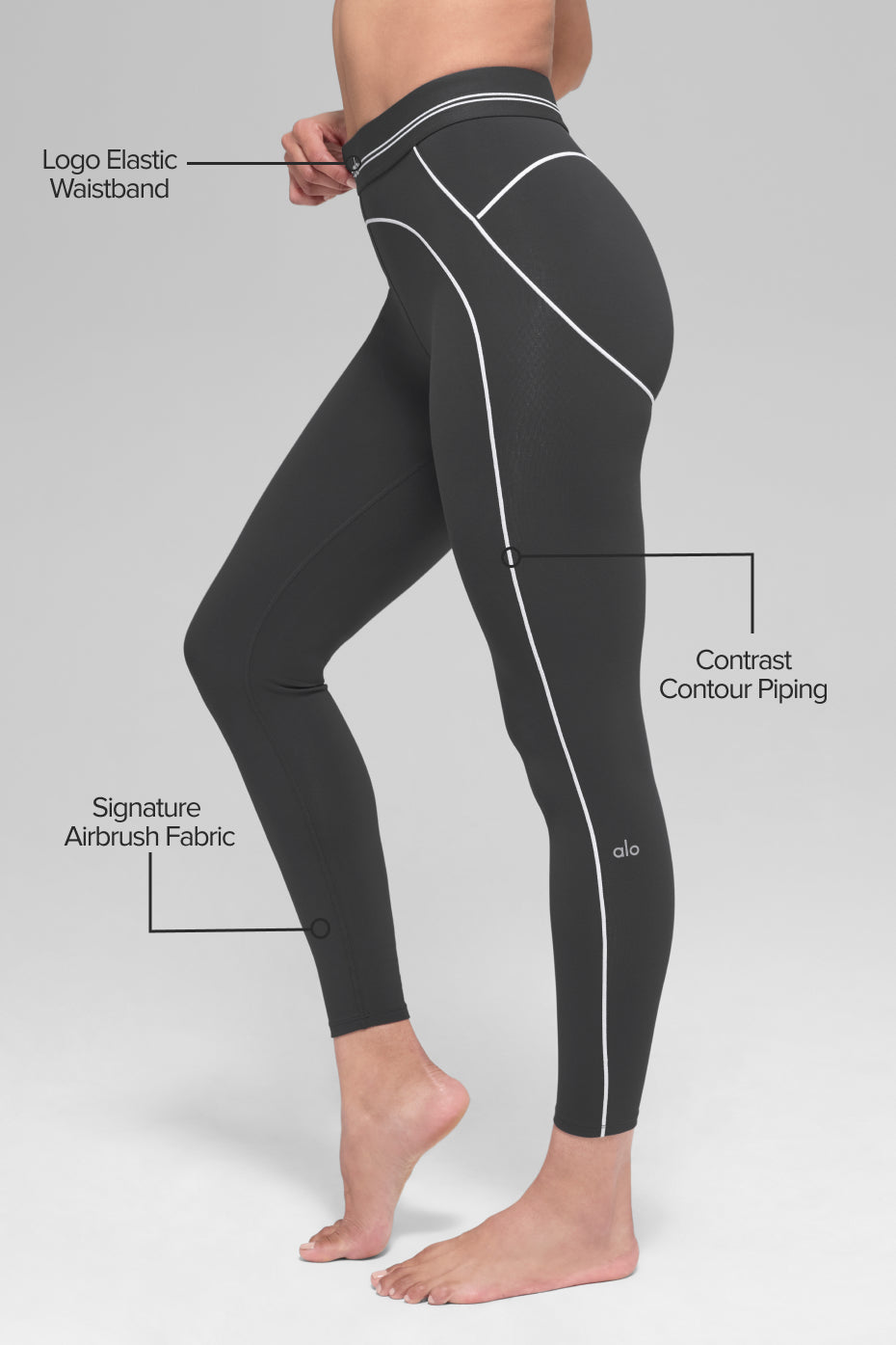 Alo Yoga Airbrush High-Waist 7/8 Heart Throb Legging - Anthracite/White - imagen 2