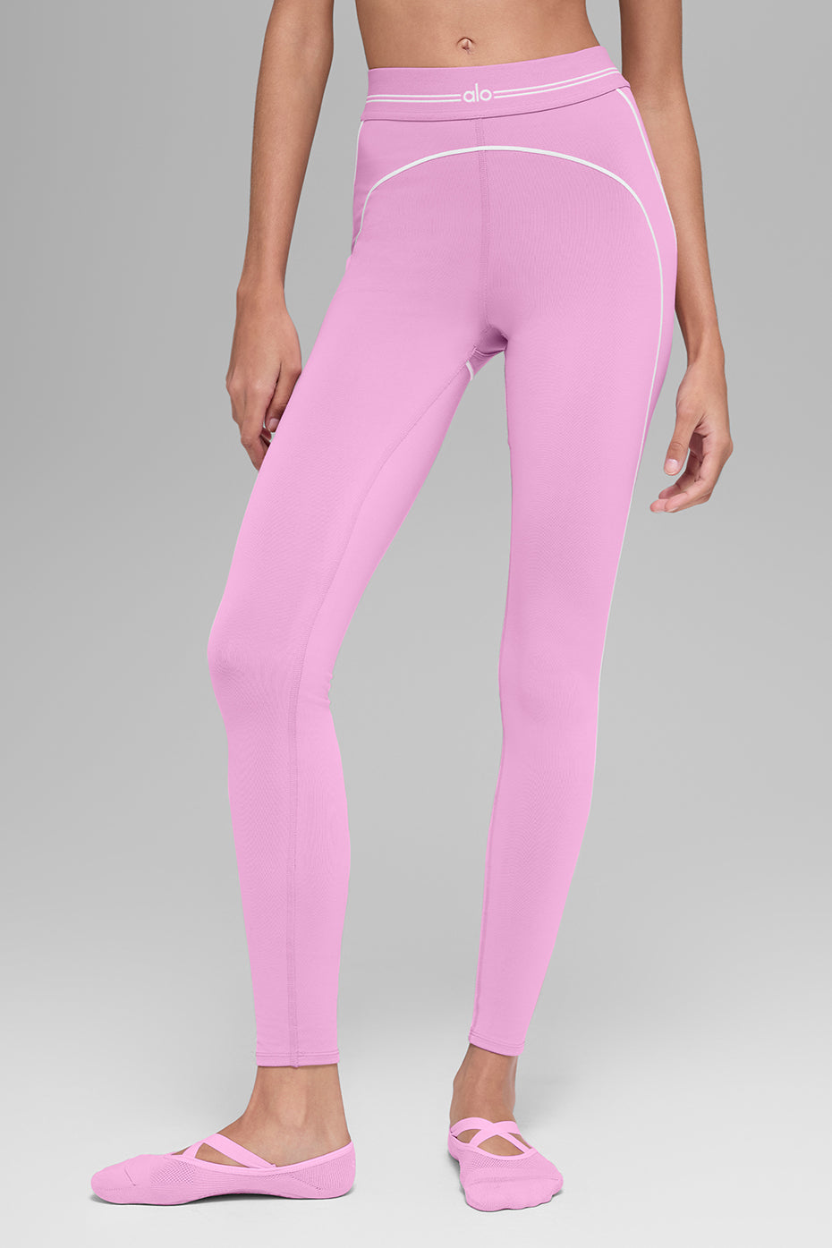 Alo Yoga Airbrush High-Waist 7/8 Heart Throb Legging - Candy Heart Pink/White - imagen 3