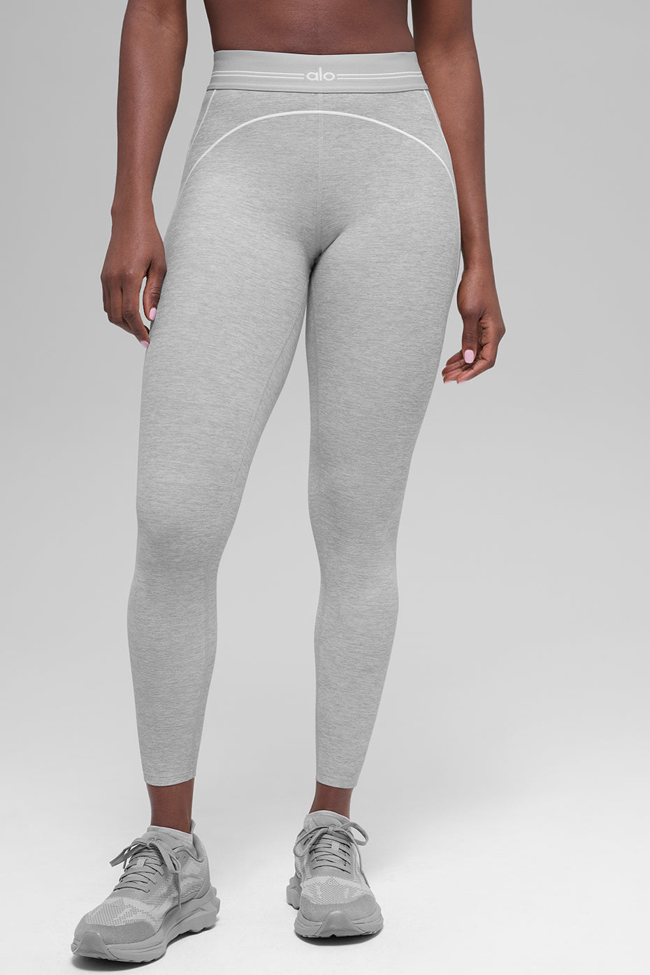 Alo Yoga 7/8 High-Waist Alosoft Heart Throb Legging - Athletic Heather Grey/White - imagen 3