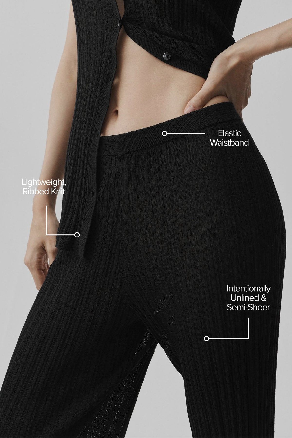 Alo Yoga Sweater High-Waist Sunlit Straight Leg Pant - Black - imagen 2