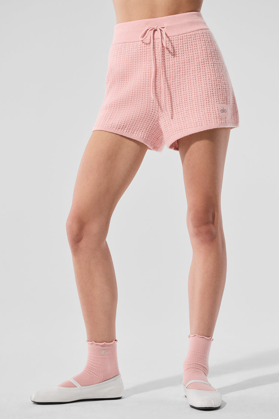 Alo Yoga Cashmere High-Waist Plush Waffle Short - Pink Quartz - imagen 1
