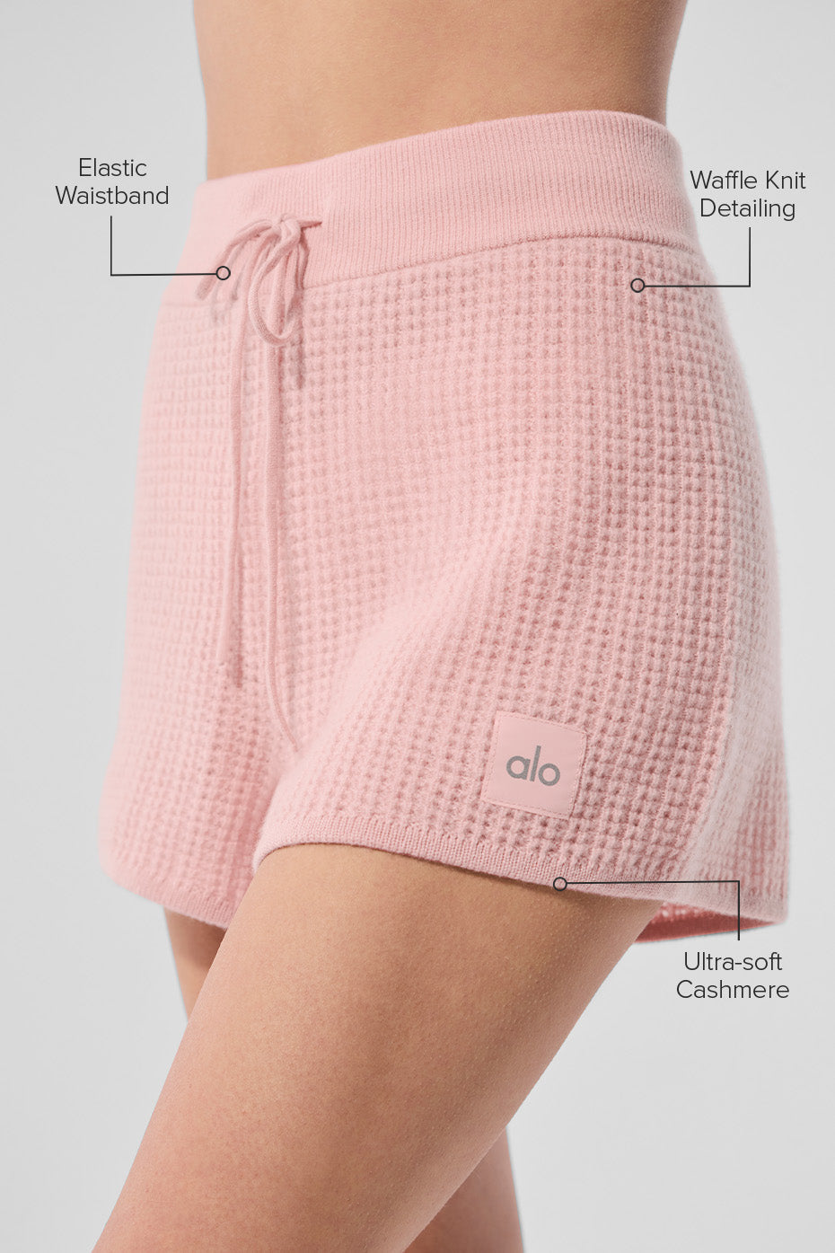 Alo Yoga Cashmere High-Waist Plush Waffle Short - Pink Quartz - imagen 2