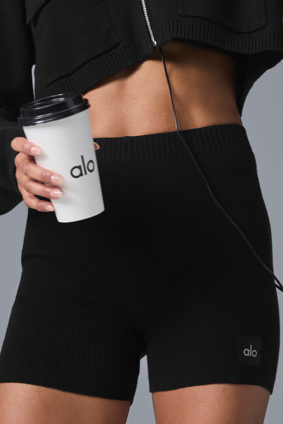 Alo Yoga Scholar Knit High-Waist Short - Black - imagen 3