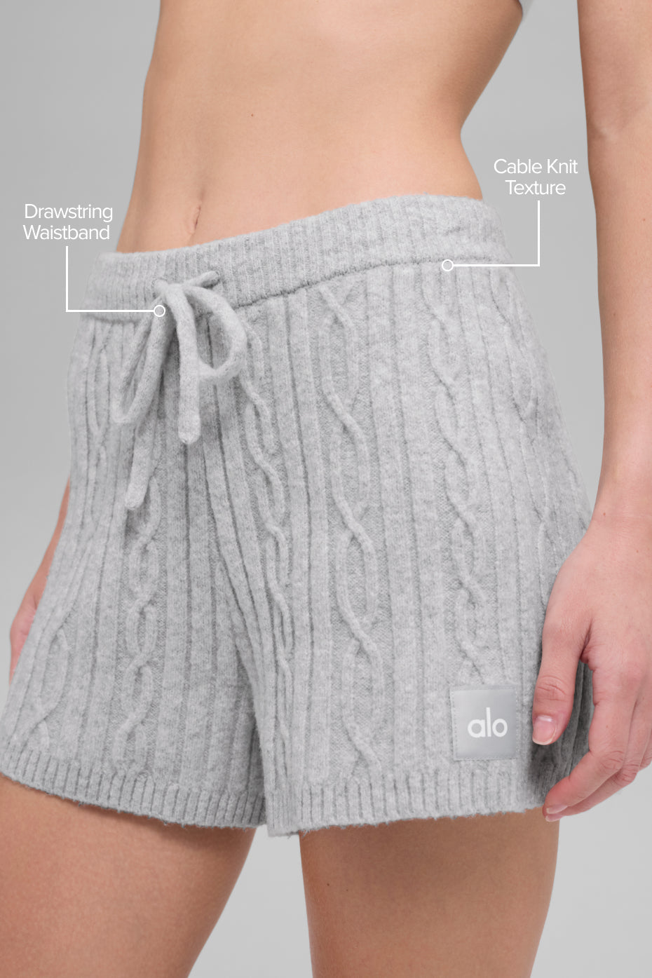 Alo Yoga Cable Knit Winter Bliss Short - Athletic Heather Grey - imagen 2