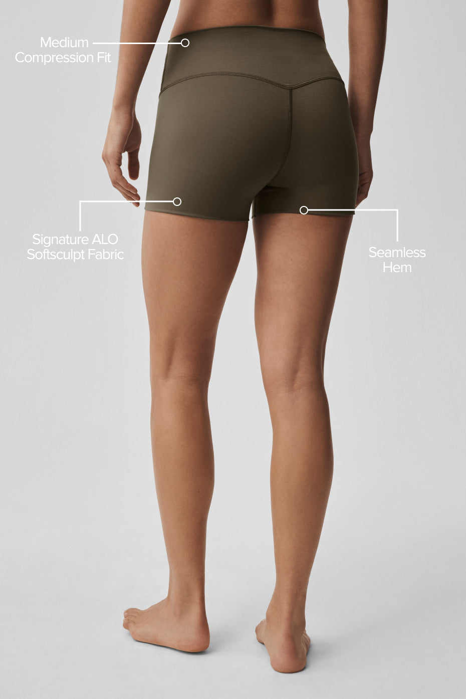 Alo Yoga 3" ALO Softsculpt High-Waist Precision Short - Olive Tree - imagen 2