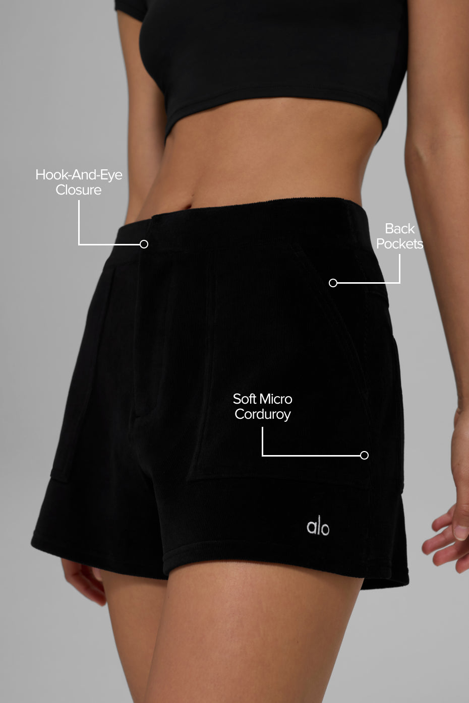 Alo Yoga Micro Corduroy On Duty Short - Black - imagen 2