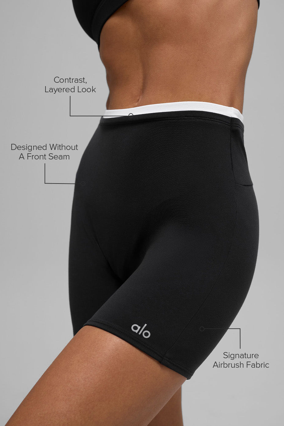 Alo Yoga 5" Airbrush Double Up Short - Black/White - imagen 2