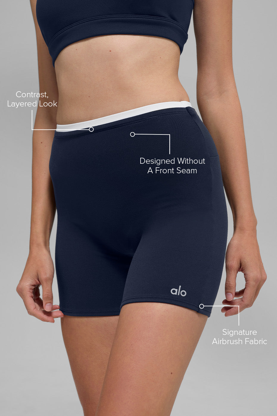 Alo Yoga 5" Airbrush Double Up Short - Navy/White - imagen 2