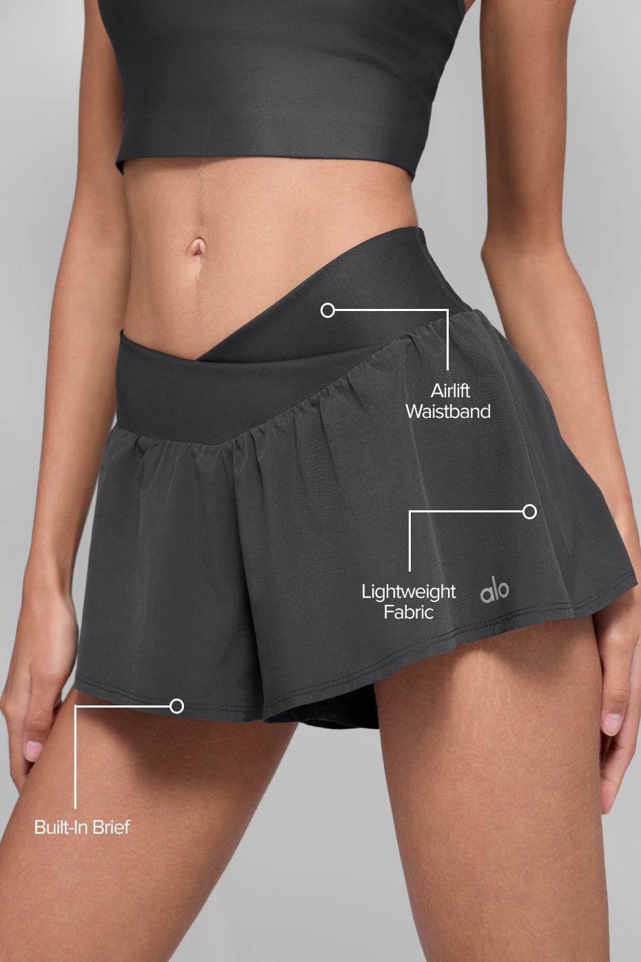 Alo Yoga V-Cute Running Short - Anthracite - imagen 2