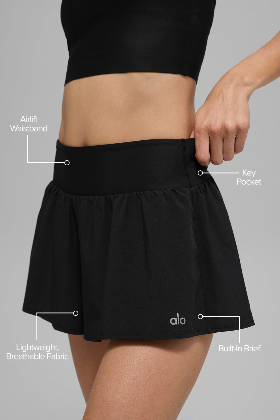 Alo Yoga Victory Running Short - Black - imagen 2