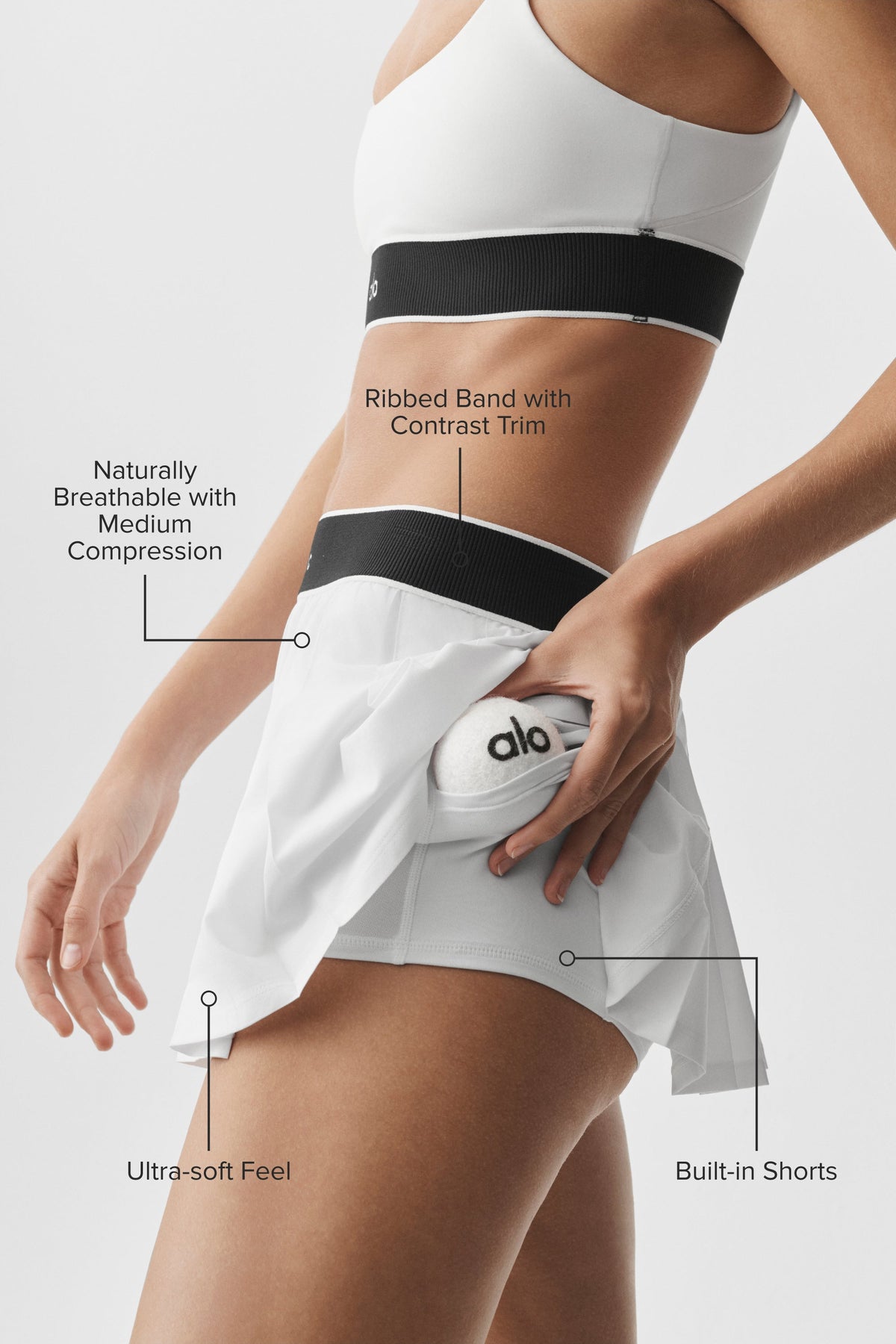 Alo Yoga Low-Rise Amp It Up Tennis Skirt - White - imagen 2