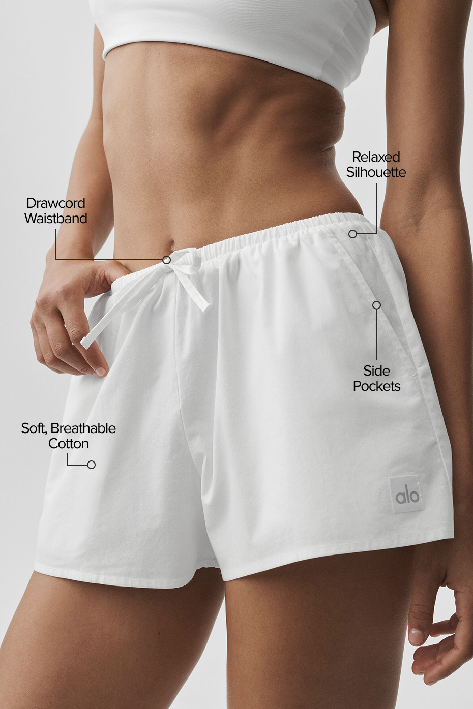 Alo Yoga Cotton High-Waist Real Deal Short - White - imagen 2