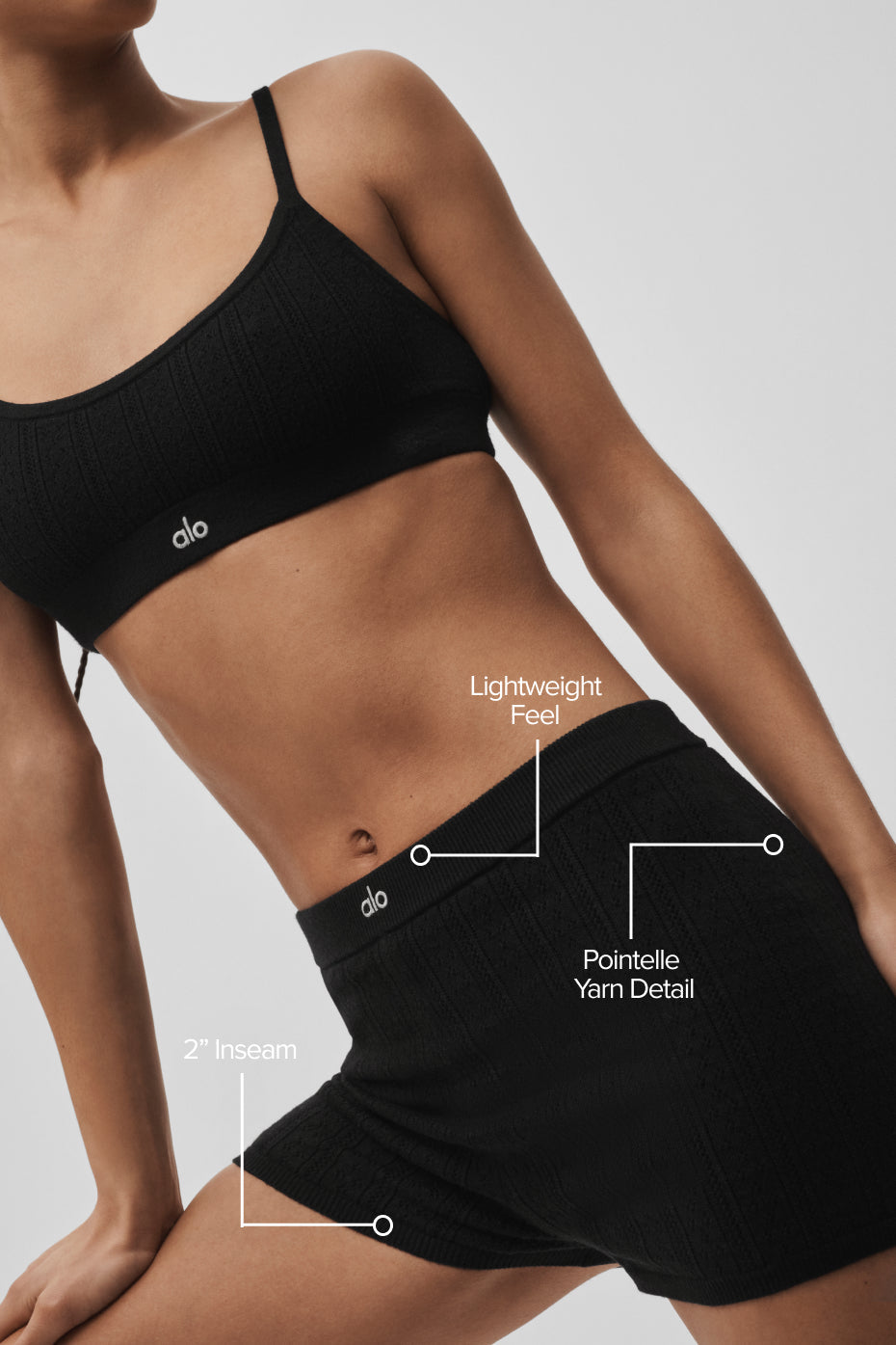 Alo Yoga Pointelle Sweater Be Mine Hot Short - Black - imagen 2