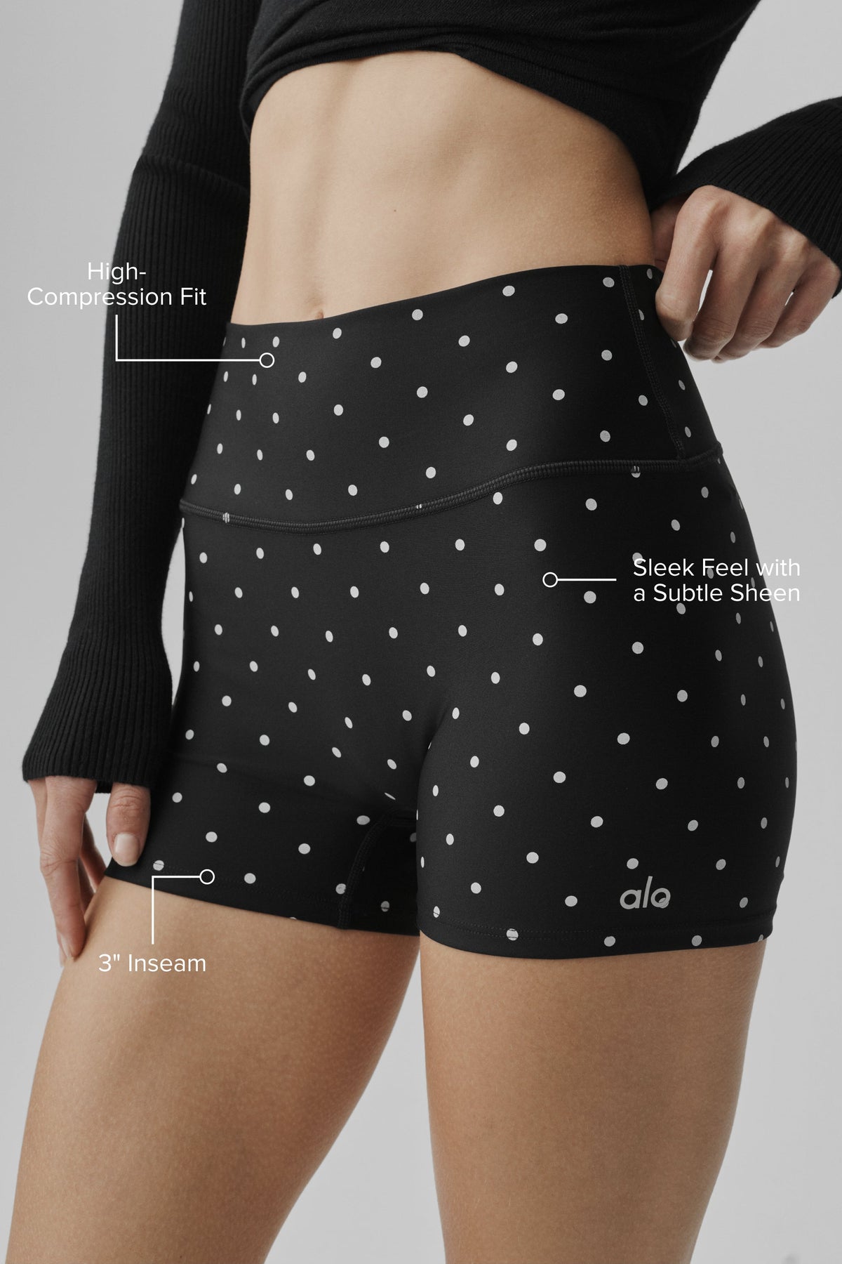 Alo Yoga 3" Airlift Polka Dot High-Waist Short - Black/White - imagen 2