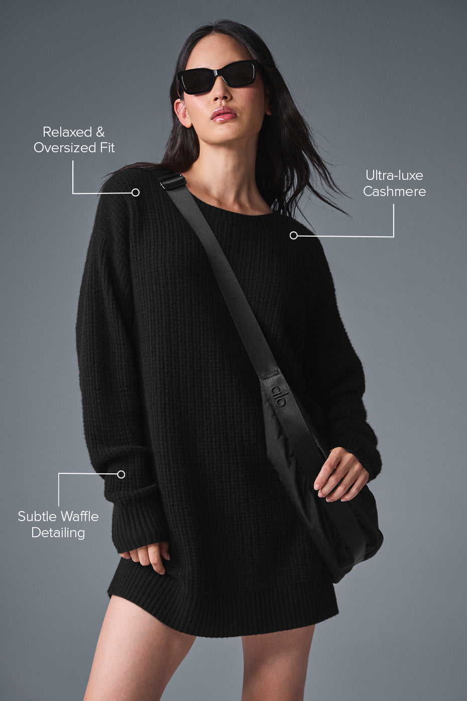 Alo Yoga Cashmere Plush Waffle Dress - Black - imagen 2