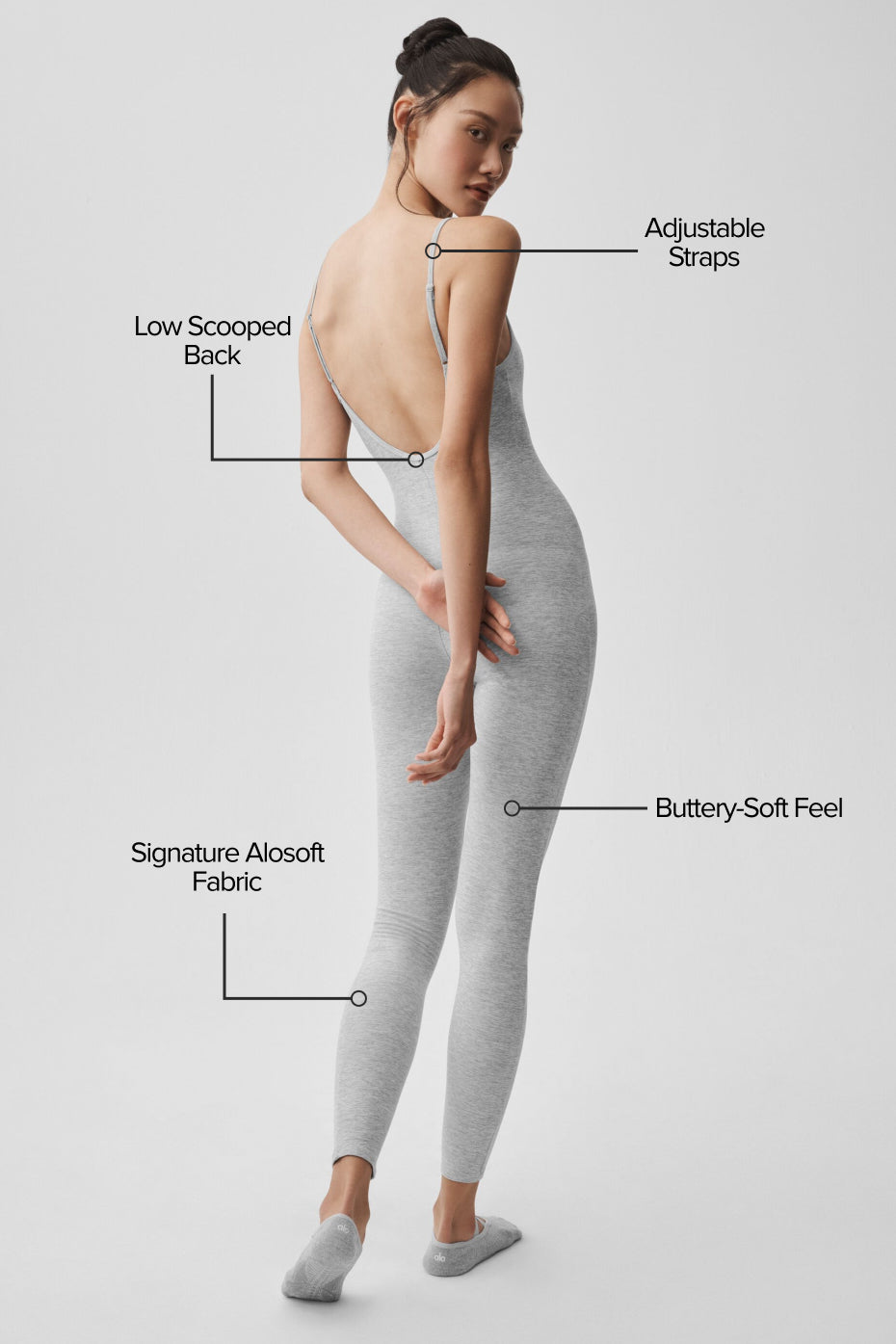 Alo Yoga Alosoft One And Done Onesie - Athletic Heather Grey - imagen 2