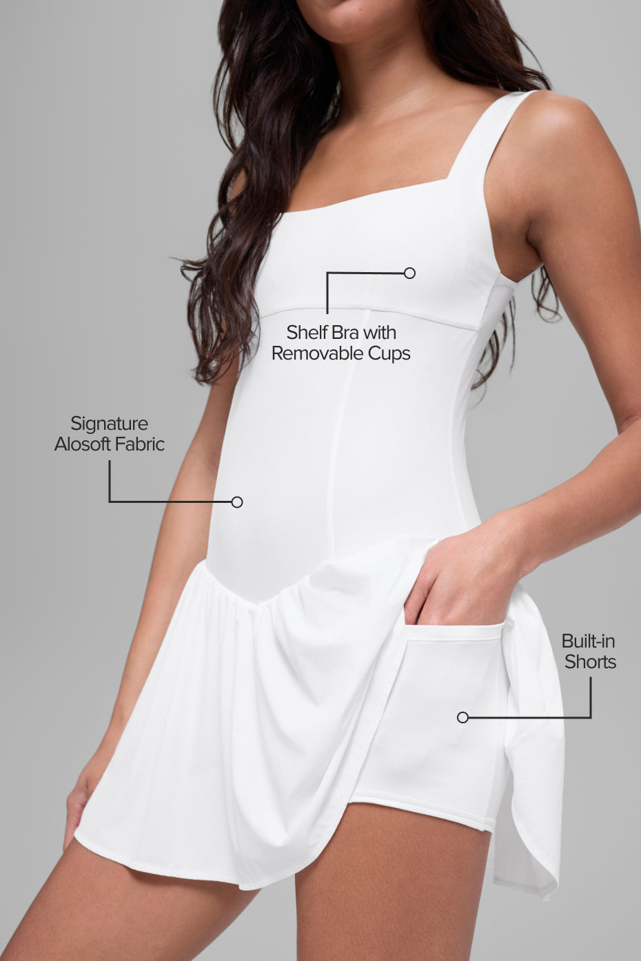 Alo Yoga Alosoft Break Point Tennis Dress - White - imagen 2