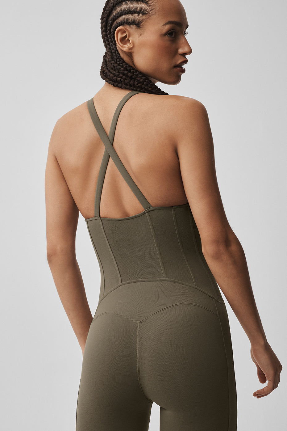Alo Yoga Airbrush Sparks Fly Corset Onesie - Olive Tree - imagen 5