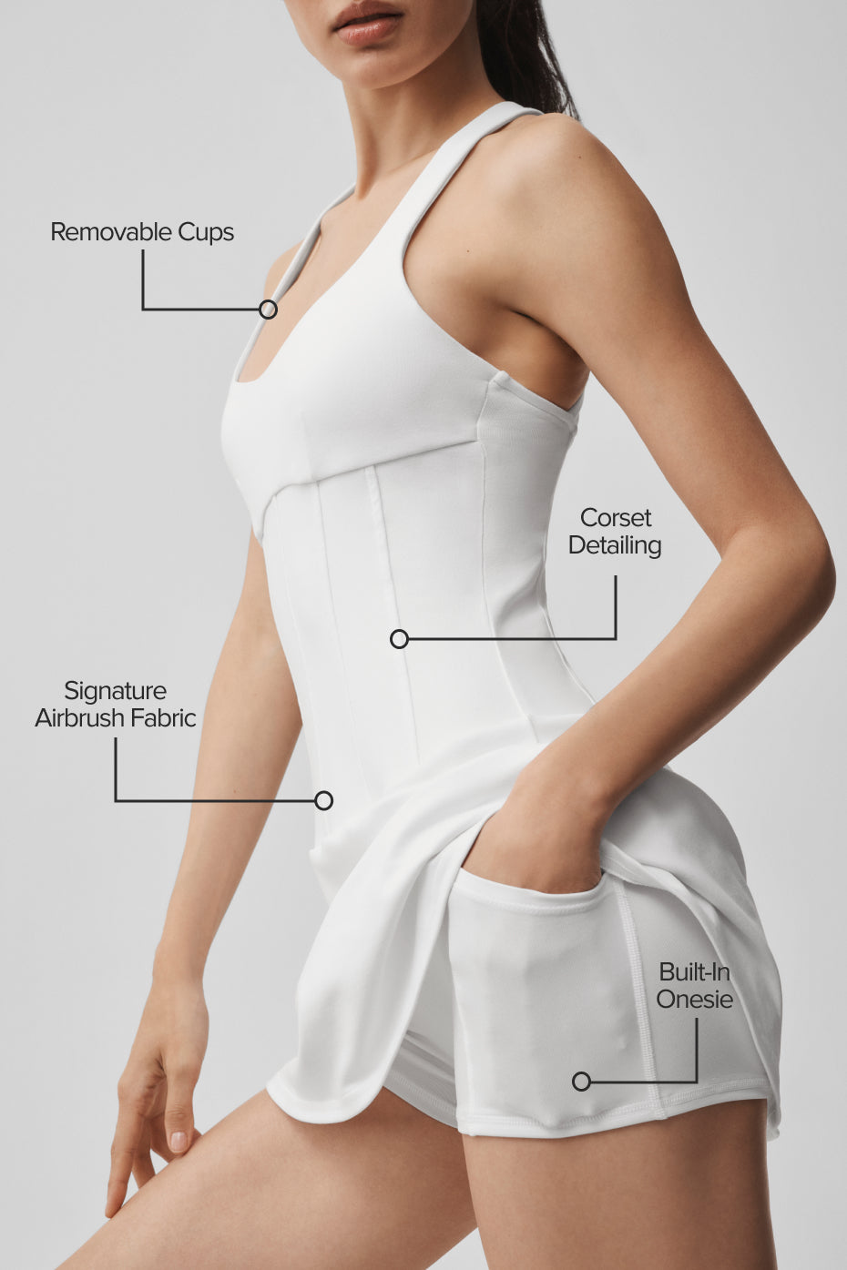 Alo Yoga Airbrush Sparks Fly Corset Tennis Dress - White - imagen 2