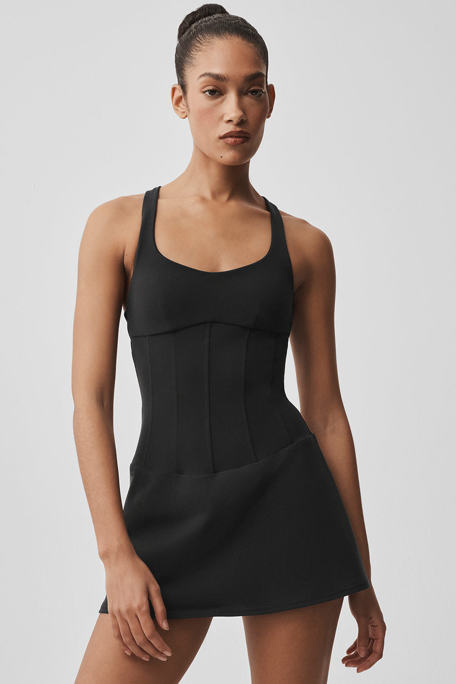 Alo Yoga Airbrush Sparks Fly Corset Tennis Dress - Black - imagen 3