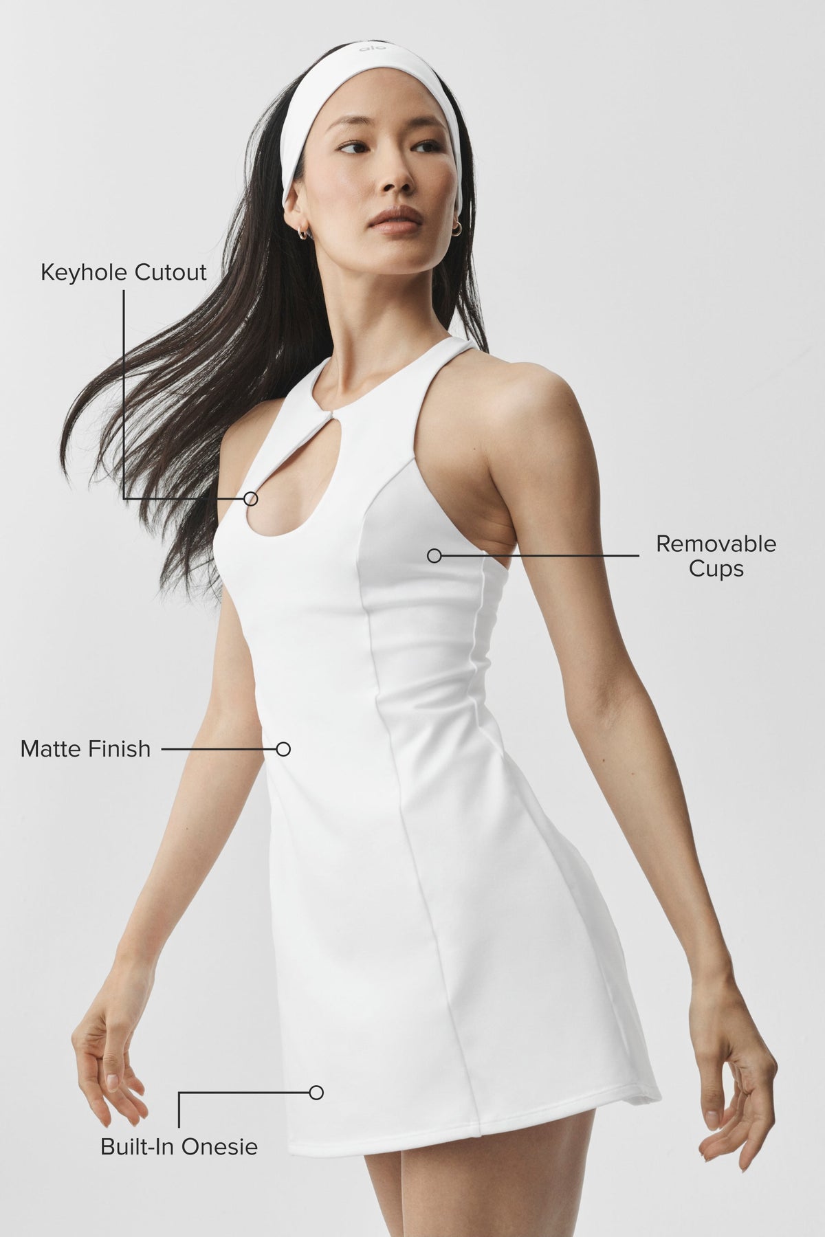 Alo Yoga Airbrush Lock In Tennis Dress - White - imagen 2