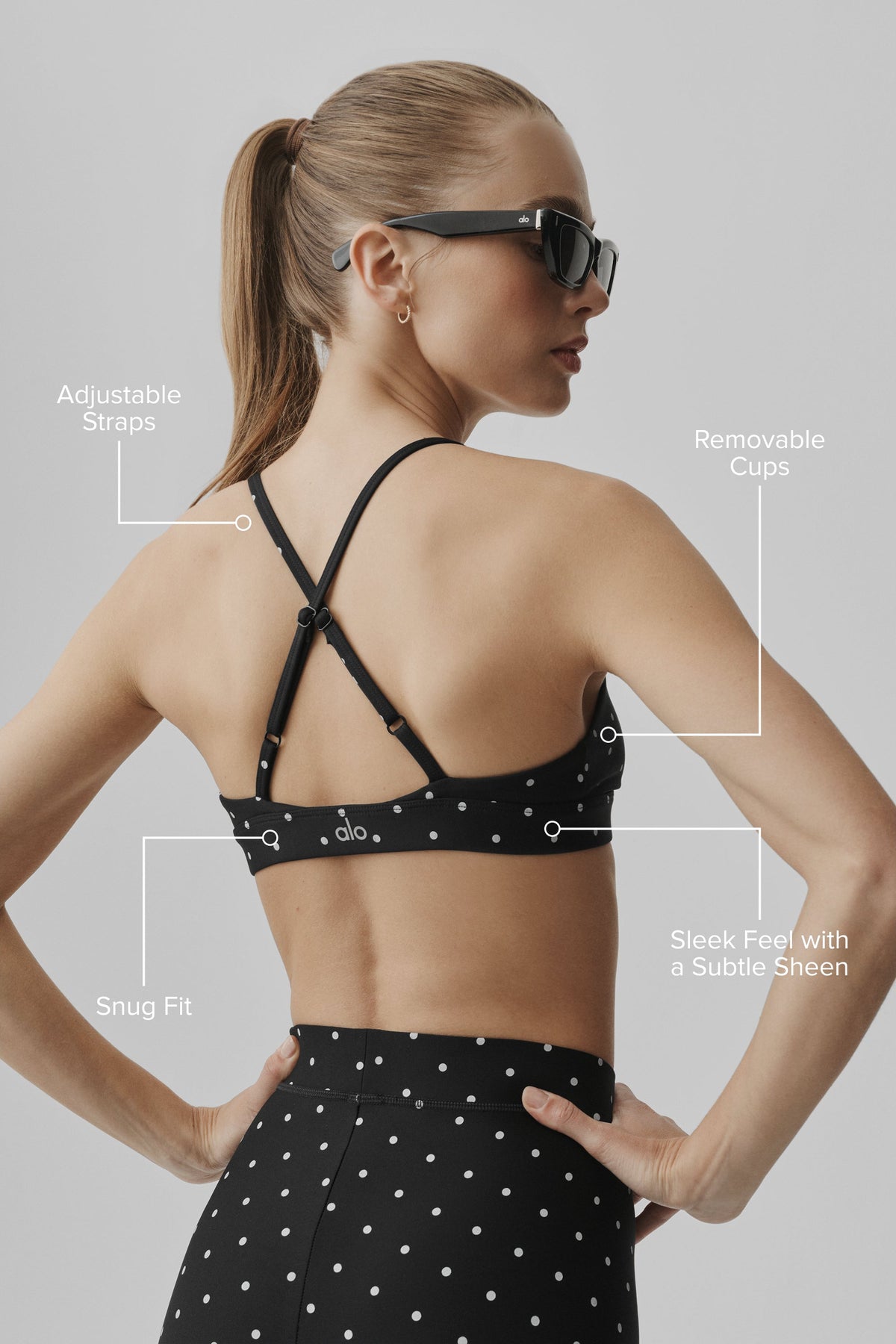Alo Yoga Airlift Polka Dot Splendor Bra - Black/White - imagen 2