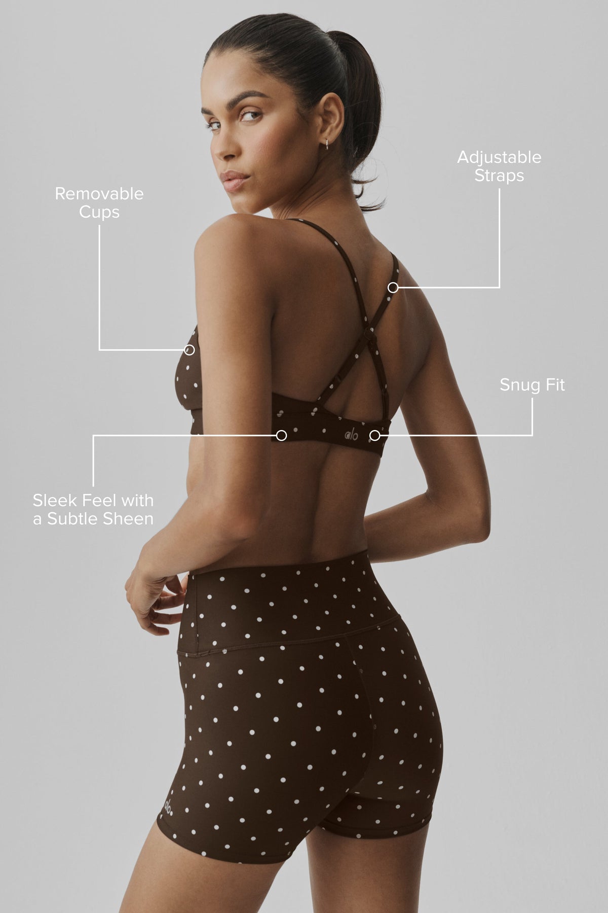 Alo Yoga Airlift Polka Dot Splendor Bra - Espresso/White - imagen 2