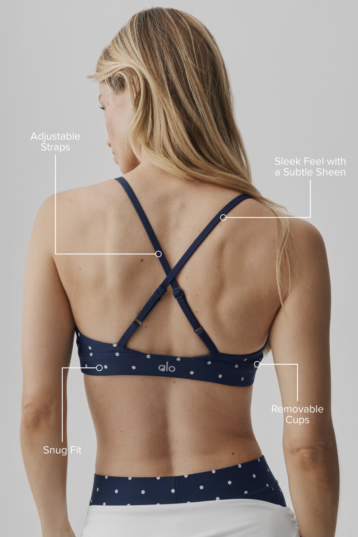 Alo Yoga Airlift Polka Dot Splendor Bra - Navy/White - imagen 2
