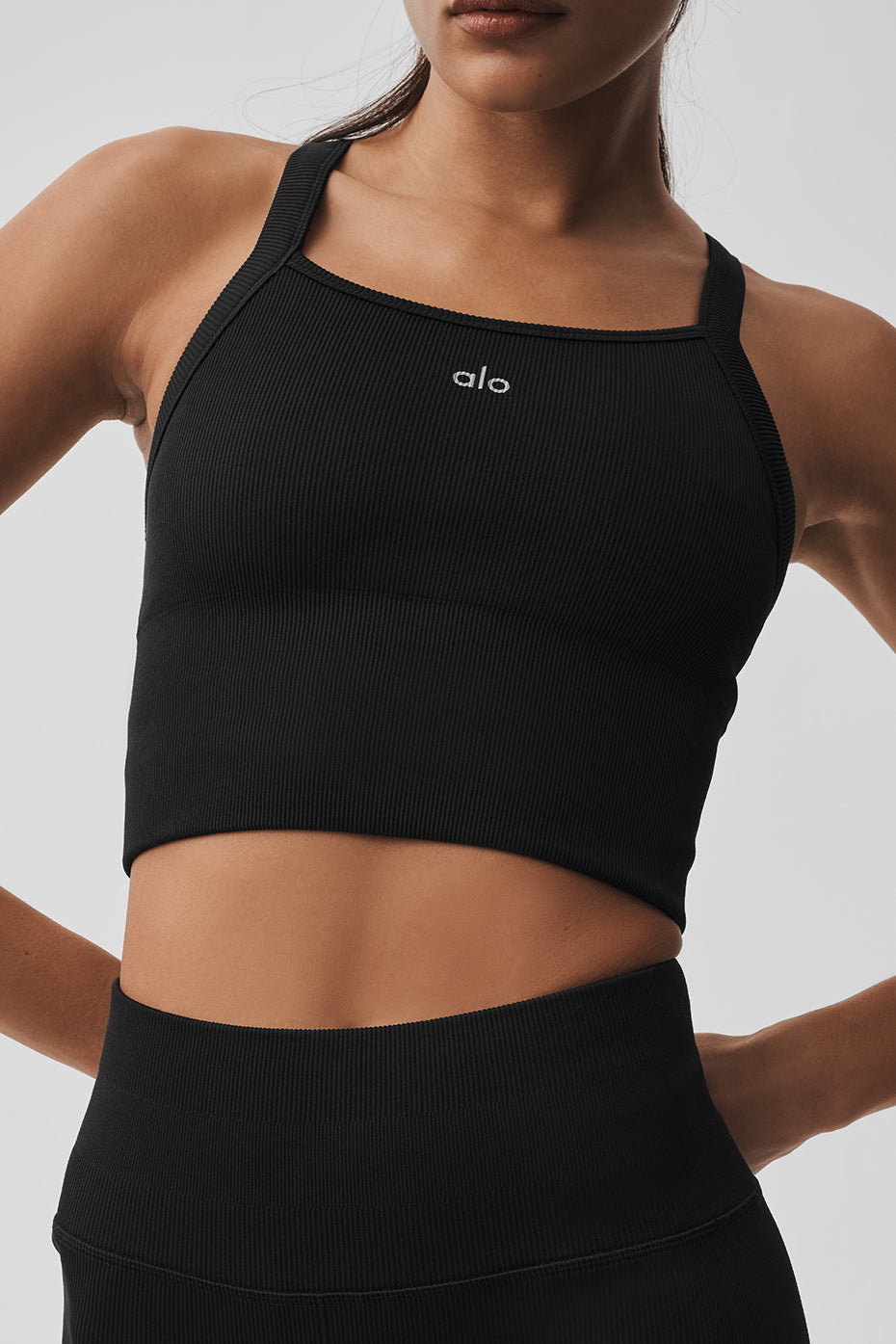 Alo Yoga Seamless Ribbed Favorite Bra Tank - Black - imagen 4