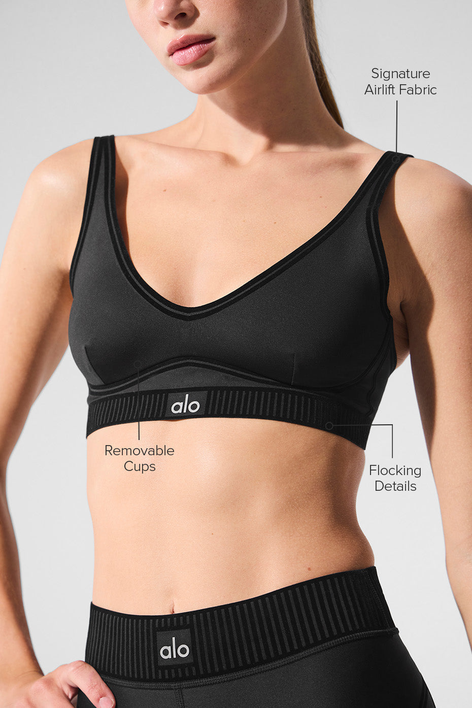 Alo Yoga Airlift Line Up Bra - Black - imagen 2
