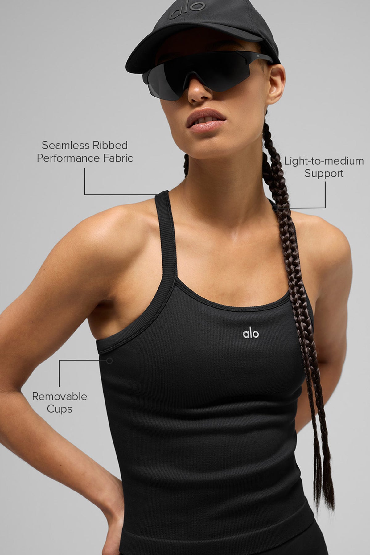 Alo Yoga Seamless Ribbed Favorite Full Length Bra Tank - Black - imagen 2