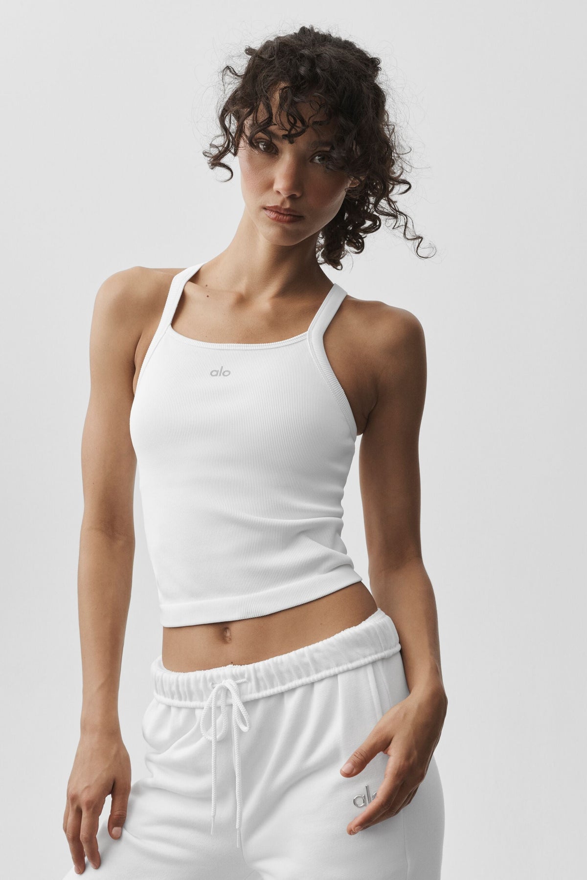 Alo Yoga Seamless Ribbed Favorite Full Length Bra Tank - White - imagen 1