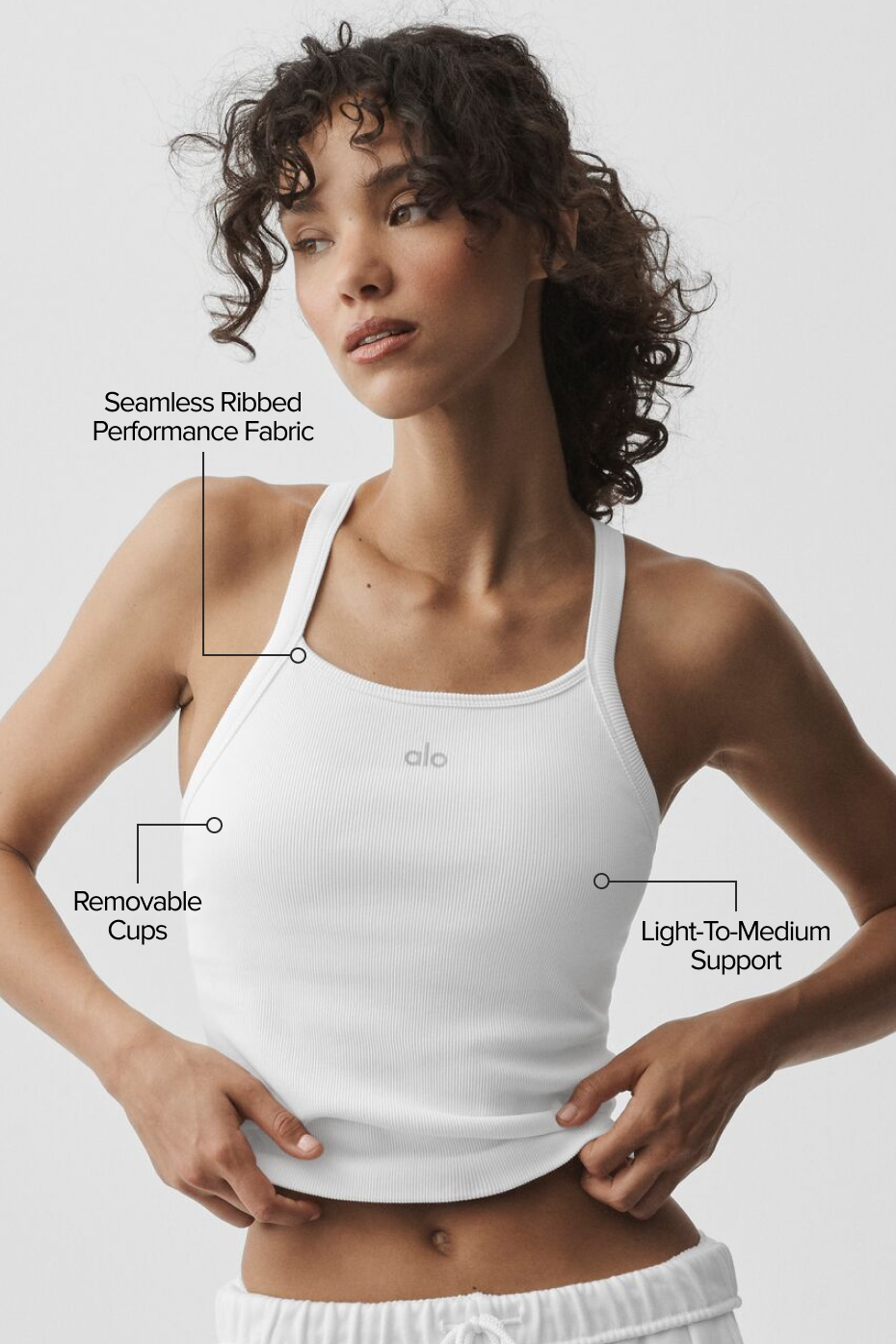 Alo Yoga Seamless Ribbed Favorite Full Length Bra Tank - White - imagen 2