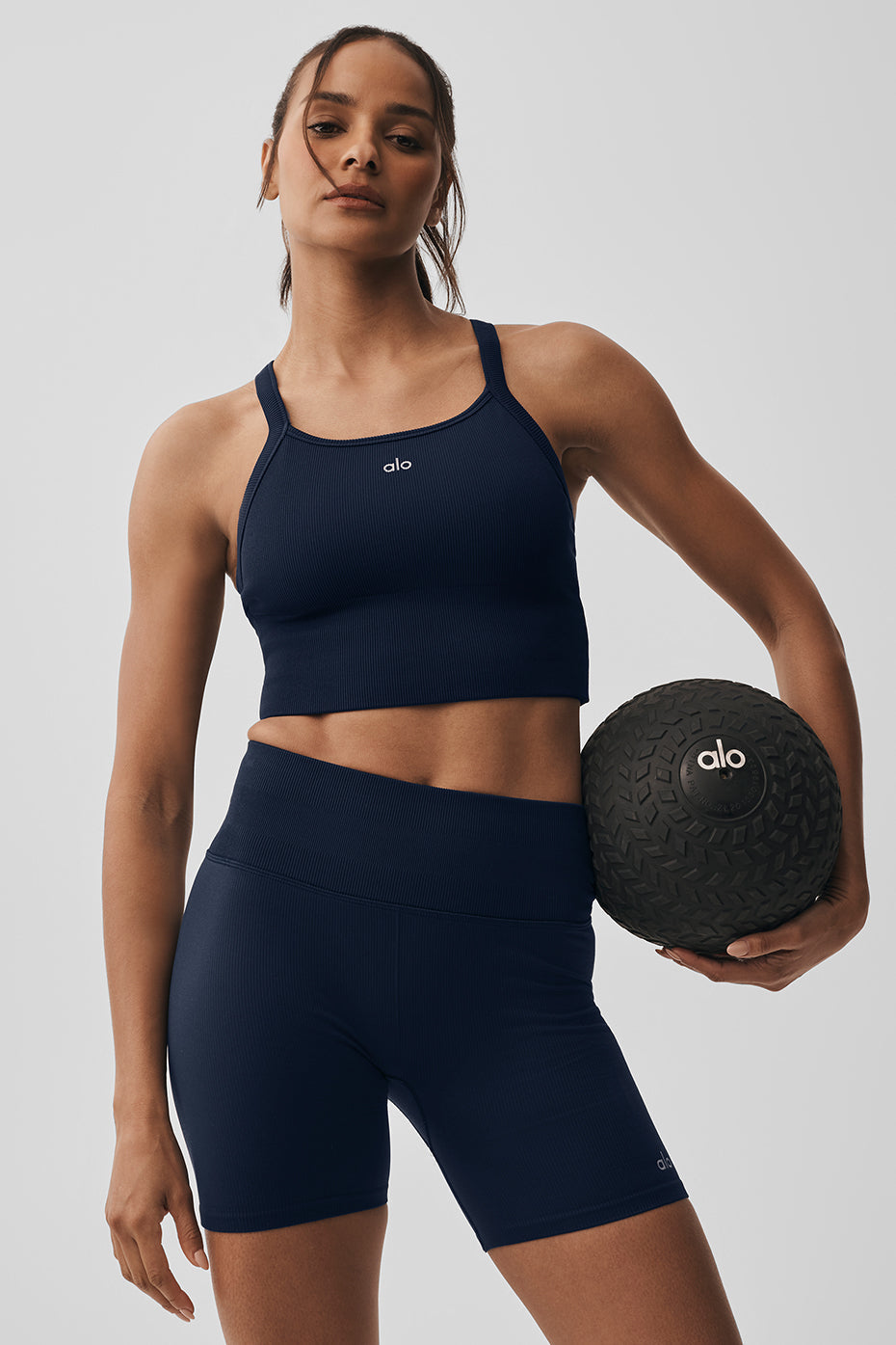 Alo Yoga Seamless Ribbed Favorite Bra Tank - Navy - imagen 1