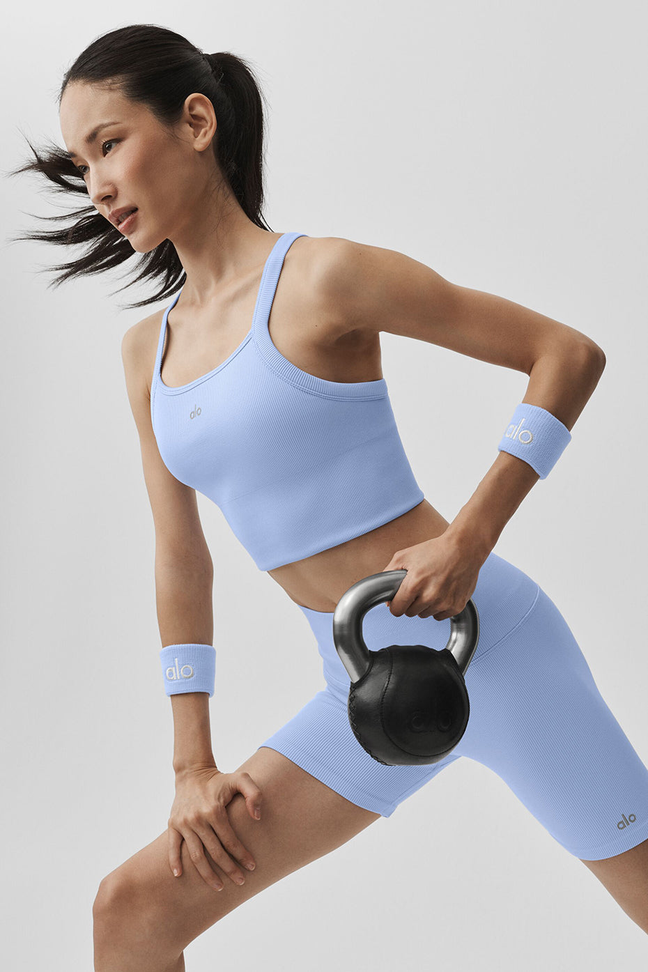 Alo Yoga Seamless Ribbed Favorite Bra Tank - Light Provence Blue - imagen 1