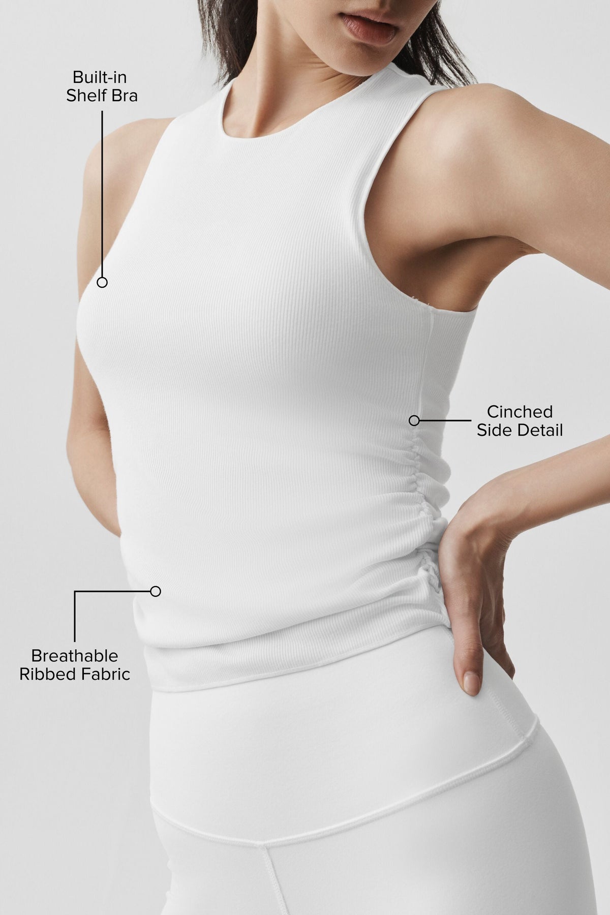 Alo Yoga Ribbed En Pointe Tank - White - imagen 2
