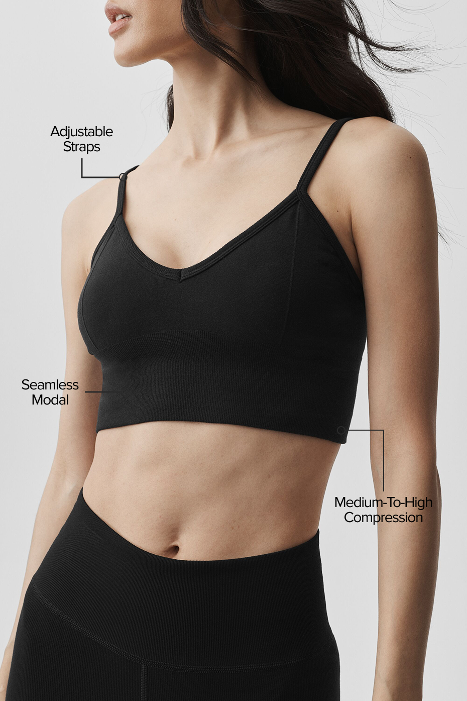 Alo Yoga Seamless Modal Ribbed Delight Bralette - Black - imagen 2